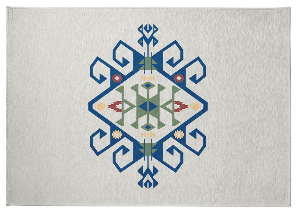 Southwest Medallion Spring Chenille Rug, Dark Cobalt Blue, 5'x7'