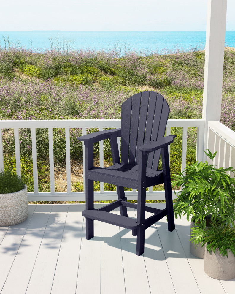 Rustic Adirondack Chairs Outdoor BarStools with Hight Back Design, Navy