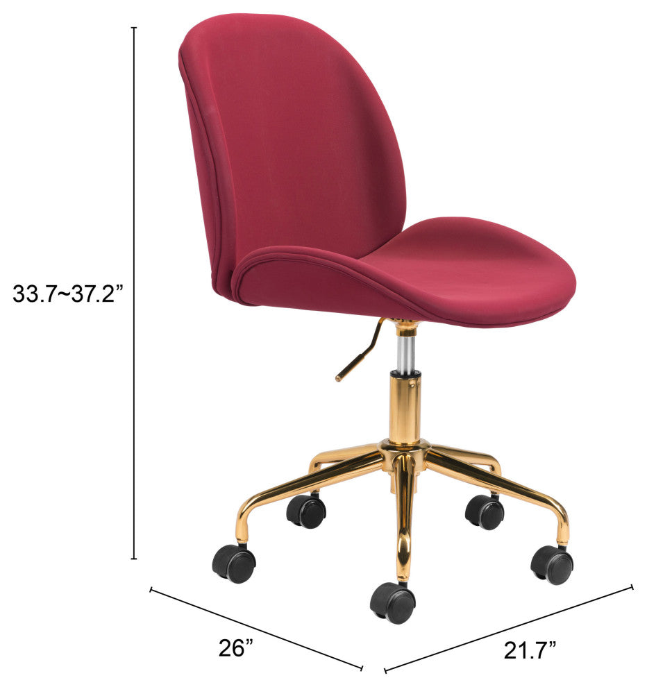 Computer Work Desk Chair, Steel Metal, Fabric, Red, Gold, Home Business Office