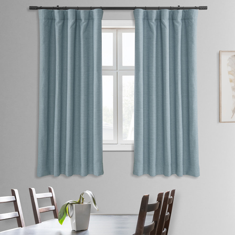 Bellino Blackout Room Darkening Single Panel Curtain, Gulf Blue, 50"x63"