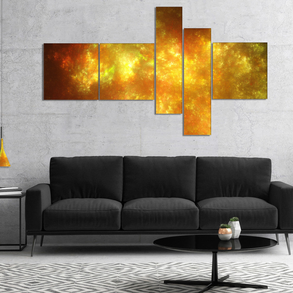 Blur Golden Sky with Stars, Abstract Canvas Art Print, 60"x32", 5 panels