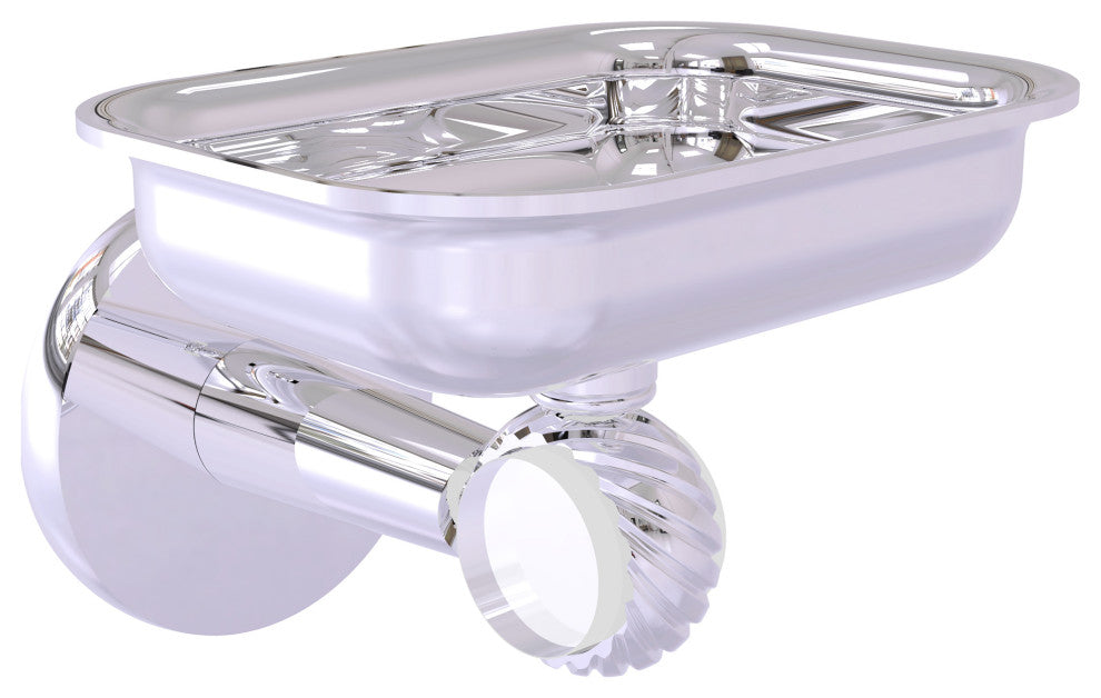Clearview Wall Mounted Soap Dish Holder with Twisted Accents, Polished Chrome