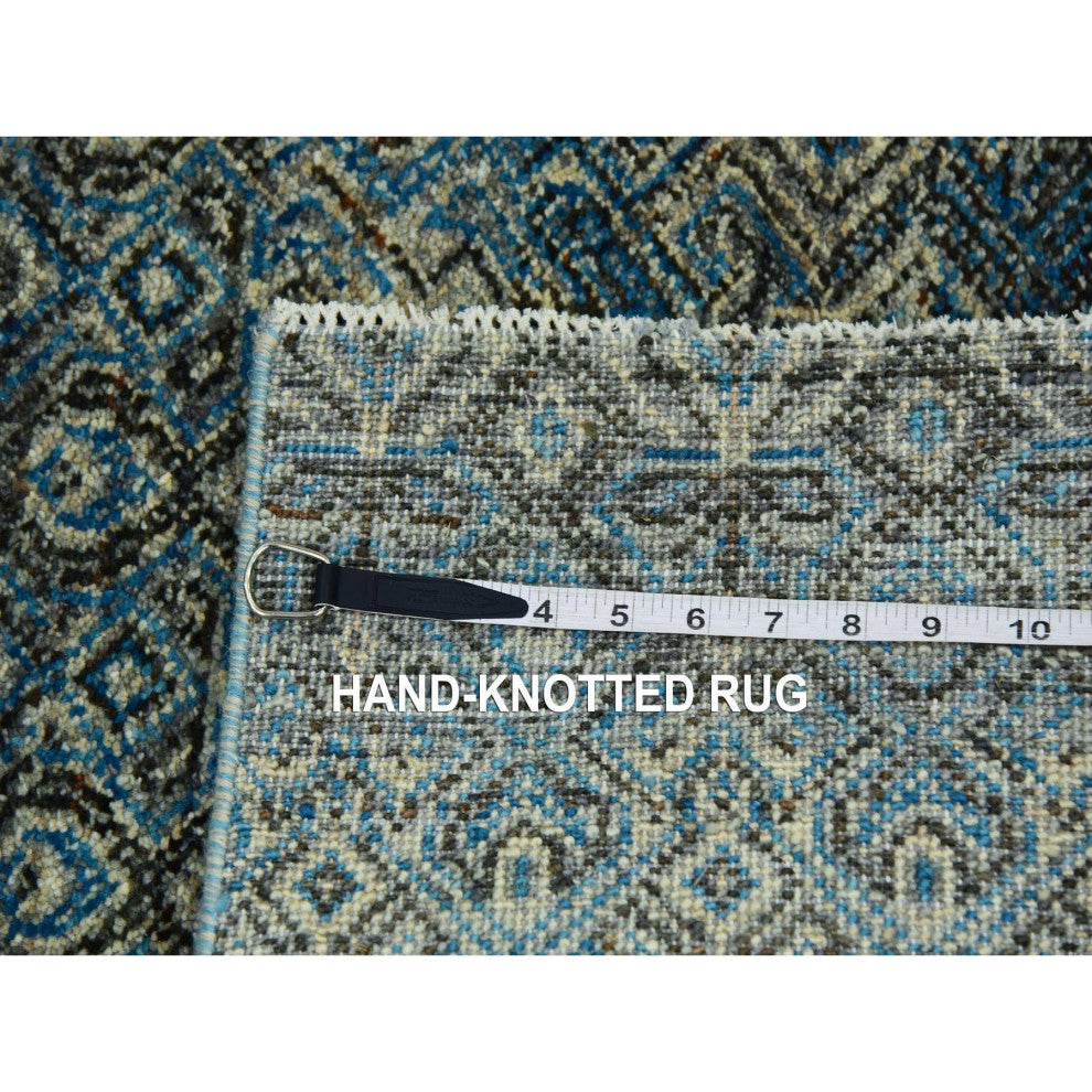 Yale Blue Kohinoor Herat Design 100% Wool Hand Knotted Runner Rug 2'6"x12'