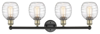 Belfast 4-Light 33" Bath Vanity Light, Black Antique Brass, Deco Swirl