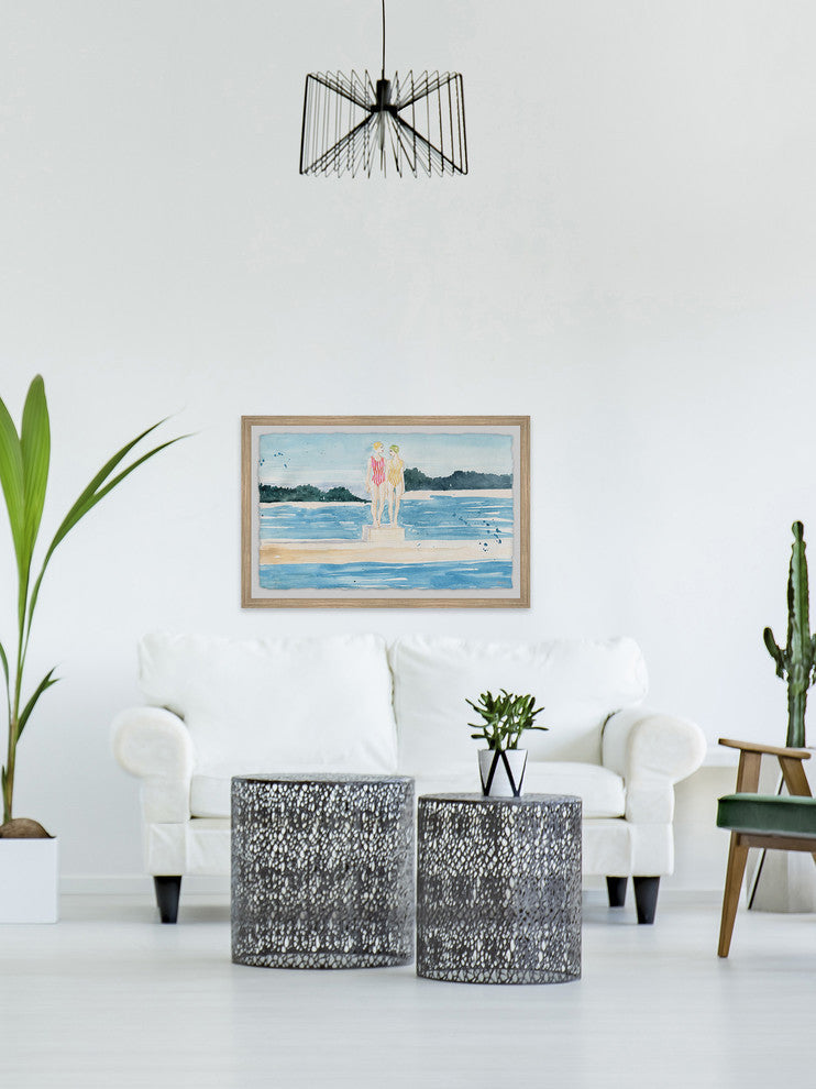 "Stripes Dive" Framed Painting Print, 30"x20"