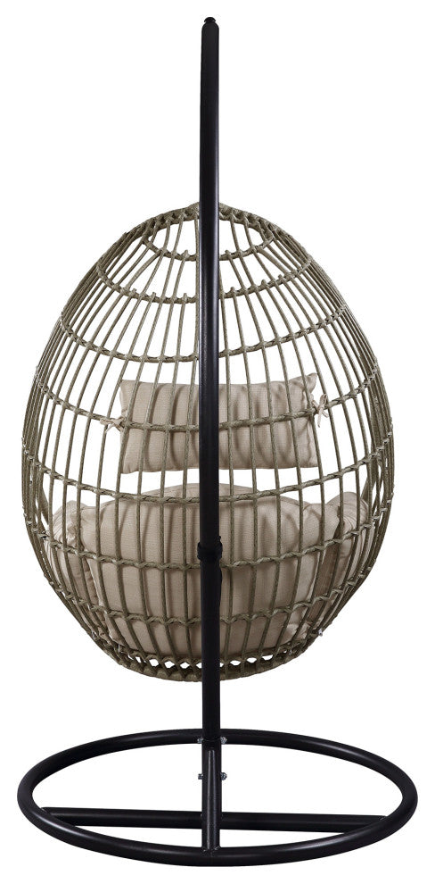 Outdoor Wicker Swing Chair Hanging Egg Chair With Cushion and Pillow