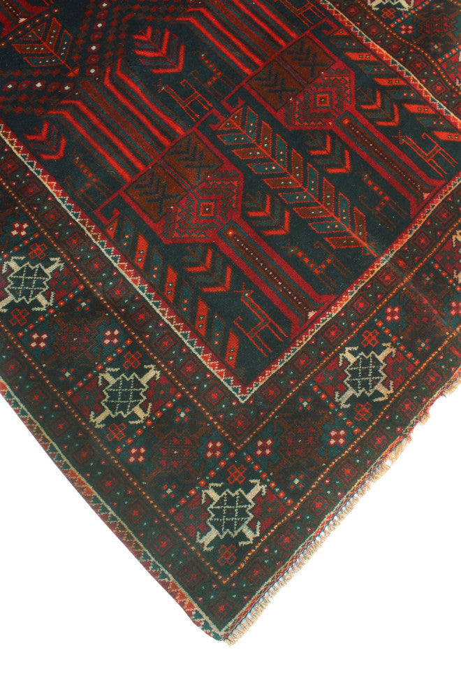 Vintage Distressed Adeleka Charcoal/Red Runner, 3'10x9'2