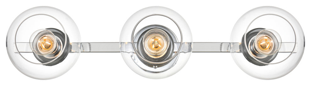 3 Light Chrome And Clear Bath Sconce