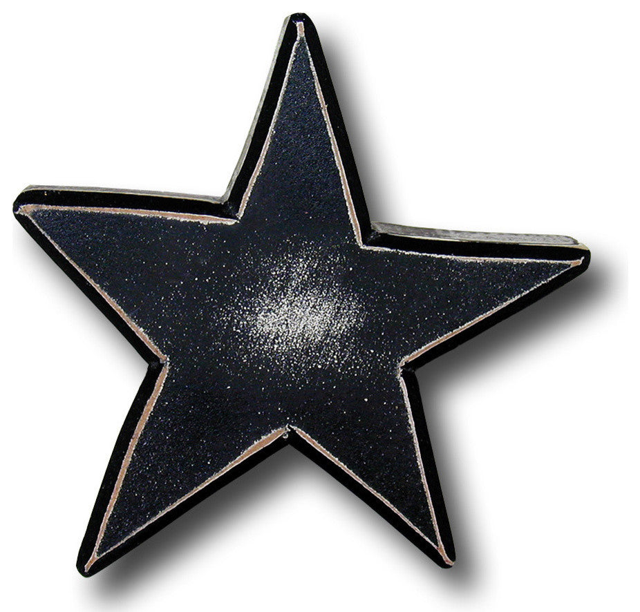 Distressed Star Wooden Drawer Pull, Black