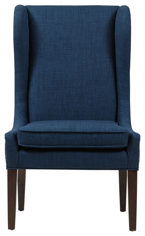 Madison Park Garbo High Winged Dining Chair, Dark Blue