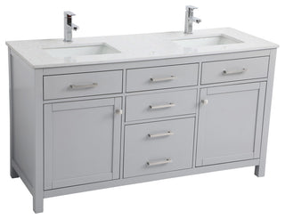 60" Double Bathroom Vanity, Grey