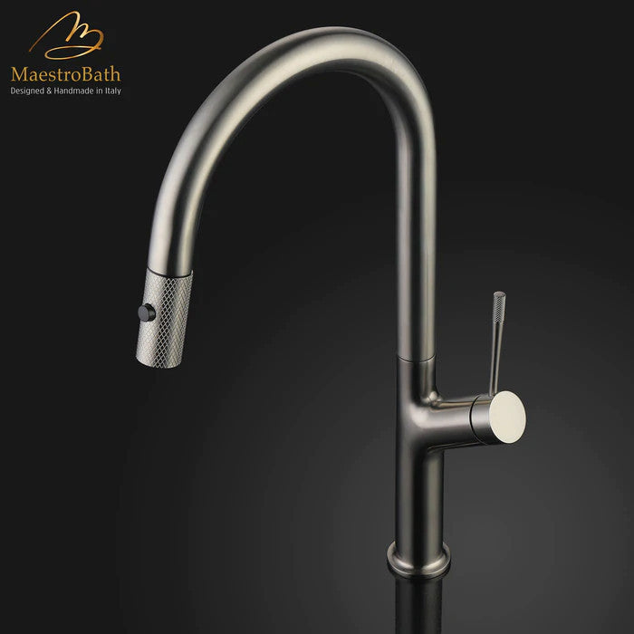 Isla Modern Kitchen Faucet With 2 Jets, Brushed Nickel