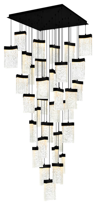 Lava Integrated LED Chandelier, Black, 36"