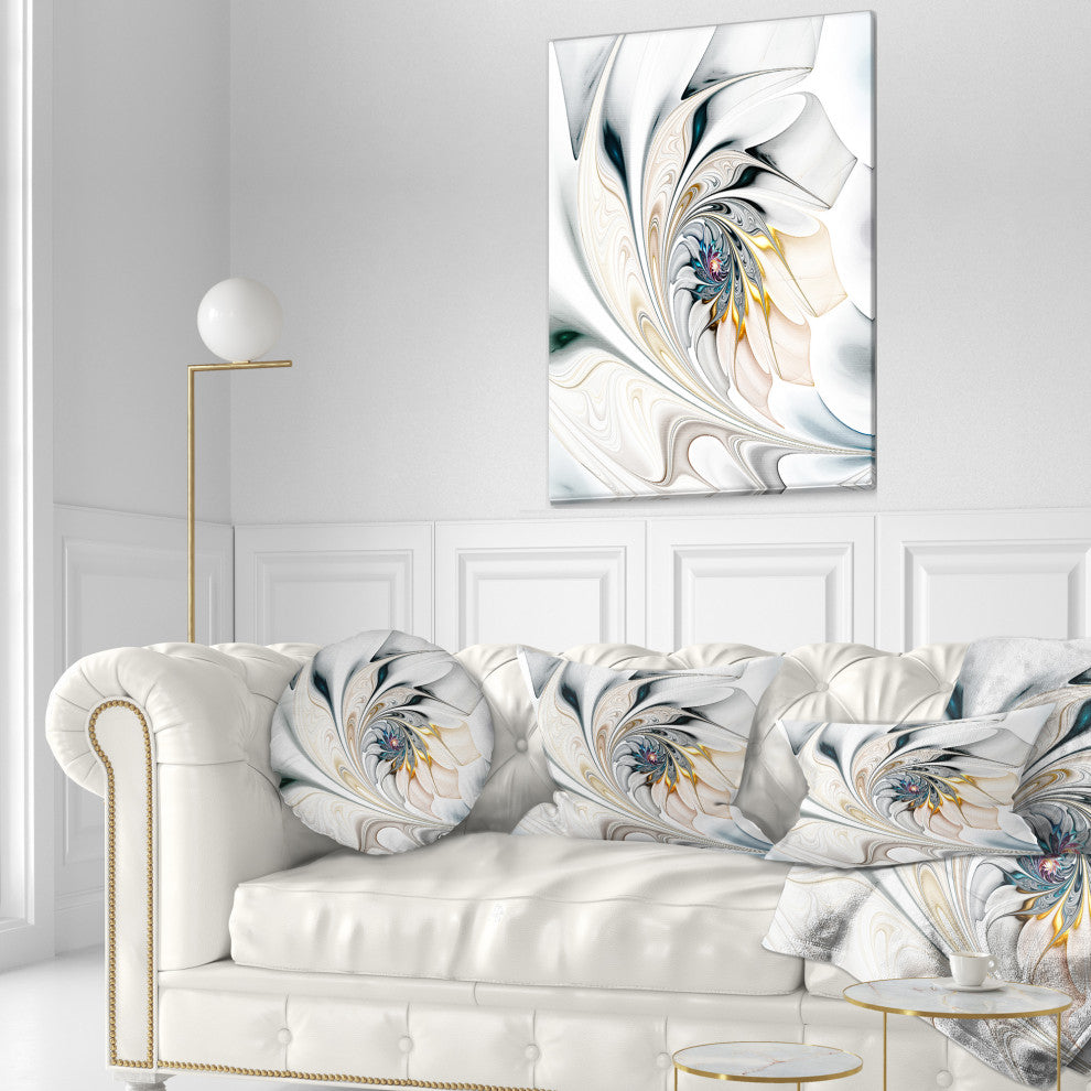 Designart - White Stained Glass Floral Art - Floral Wall Art Canvas, 20"x40"