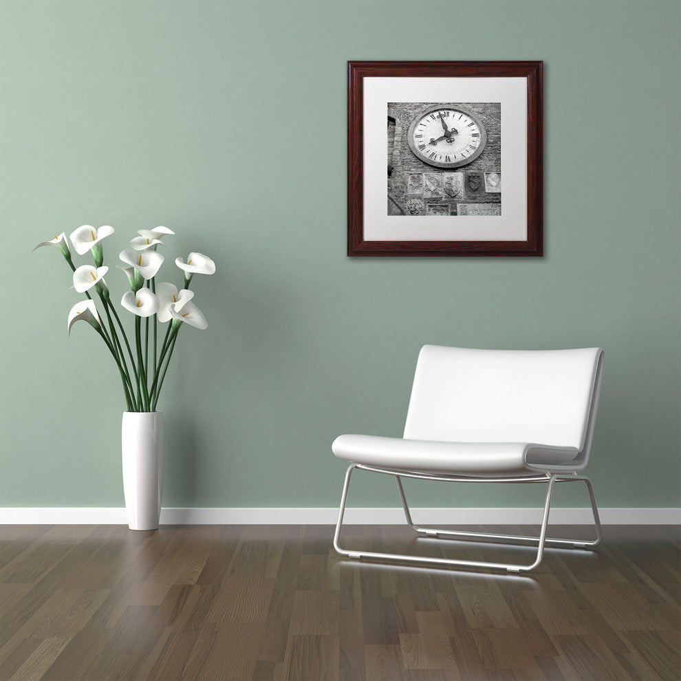 Alan Blaustein ''Il Grande Orologio III'' Art, Wood Frame, White Mat, 16x16