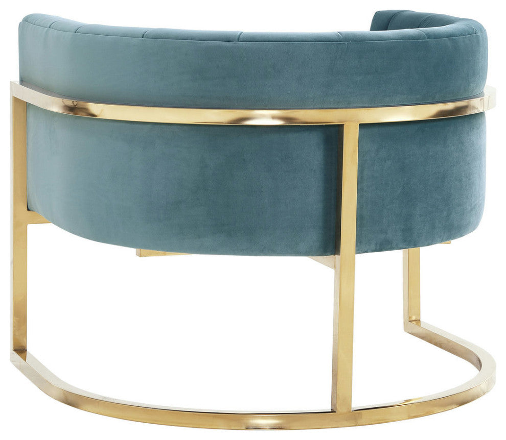 TOV Furniture Magnolia Sea Blue Chair with Gold Base