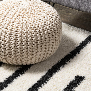 Alaro Berber Stripe Shag, White/Black, 8'x10'