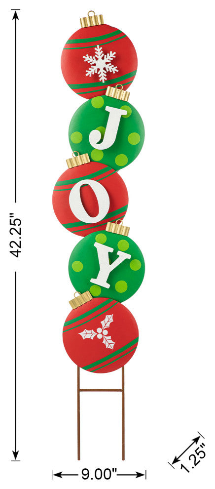 42"H Metal JOY Ornament Yard Stake