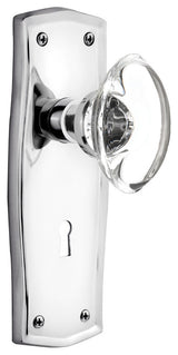 Prairie Plate With Keyhole Passage Oval Clear Crystal Knob, Bright Chrome