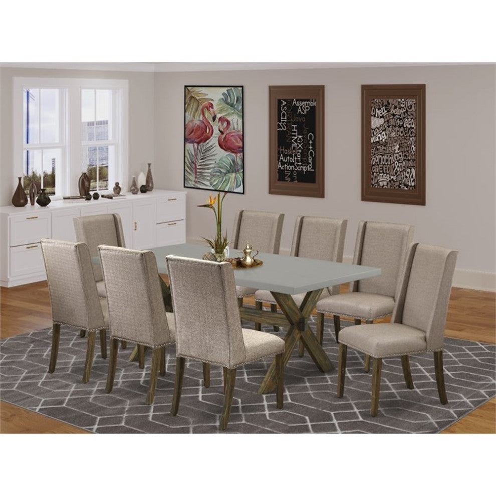 X797Fl716-9, 9-Piece Dining Set, 8 Chairs and Table Solid Wood