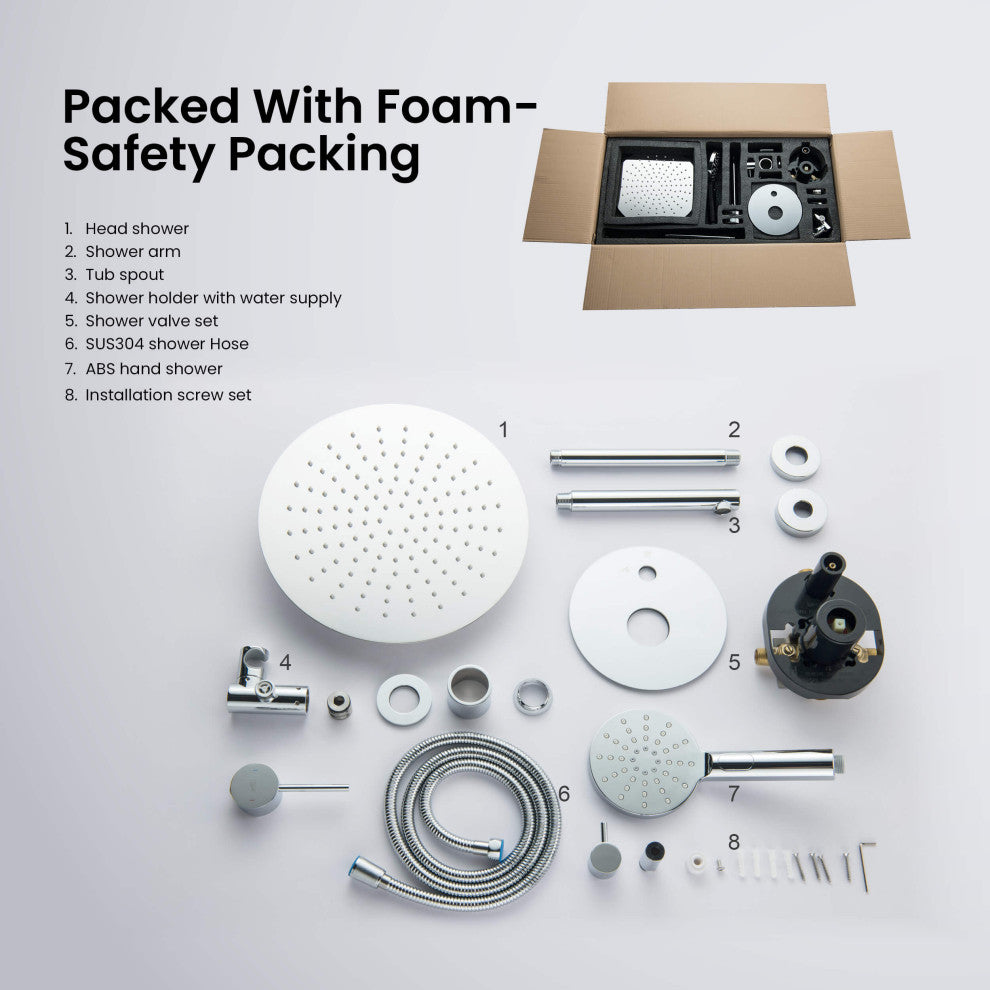 Ceiling Mounted 3-Function Shower System, Rough, Valve, Chrome