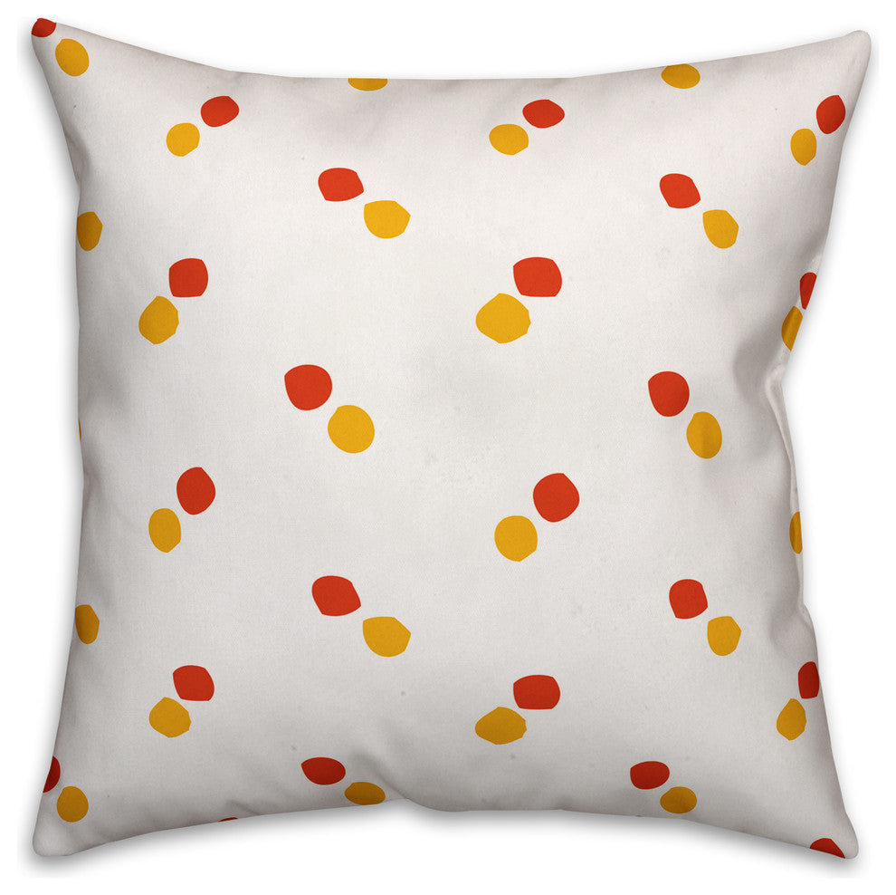 Polka Dots, Red and Yellow Throw Pillow, 20"x20"