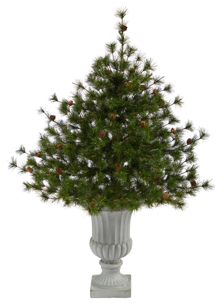 44" Colorado Mountain Pine Faux Xmas Tree W/Lites, Bendable Branches & Pinecone