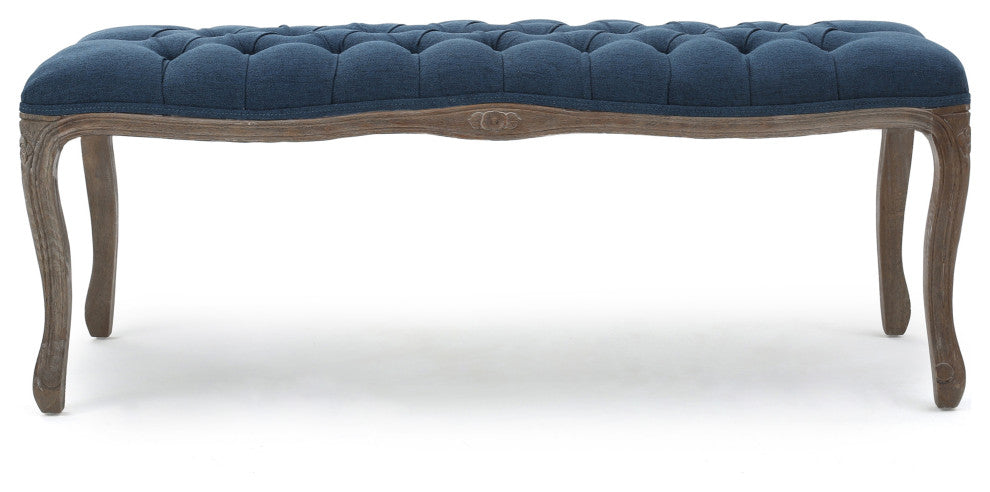 Tasette Traditional Button Tufted Fabric Bench