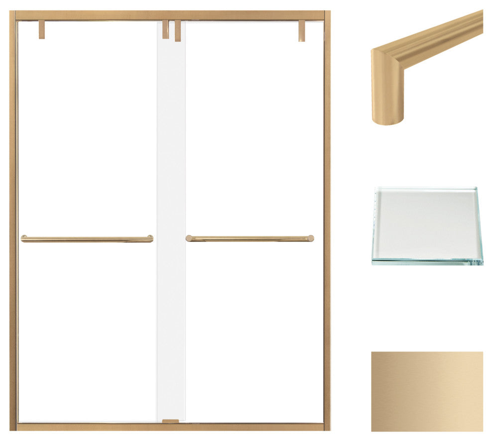 Eden 56-60" W x 80" H Shower Door, Iron Glass, Champagne Bronze, Turin