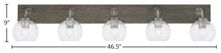Oxbridge Bath Bar, Graphite & Painted Distressed Metal, 5.75" Clear Bubble