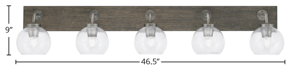 Oxbridge Bath Bar, Graphite & Painted Distressed Metal, 5.75" Clear Bubble