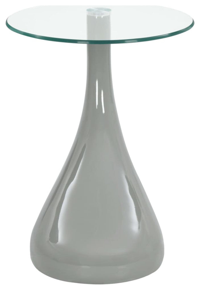 vidaXL Coffee Tables 2 pcs With Round Glass Top High Gloss Gray - Thumbnail 2