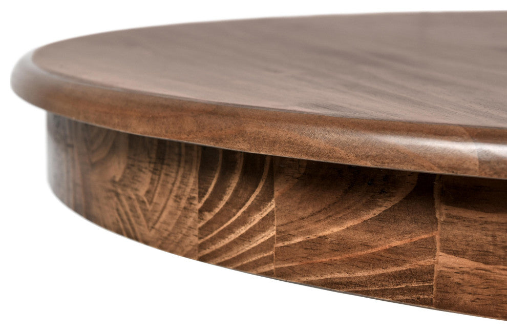Maxwell 42" Round Pine Wood Dining Table, Brown Finish by Kosas Home