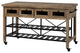 Brown Solid Wood Top Kitchen Island With Two Tier Black Metal Rolling