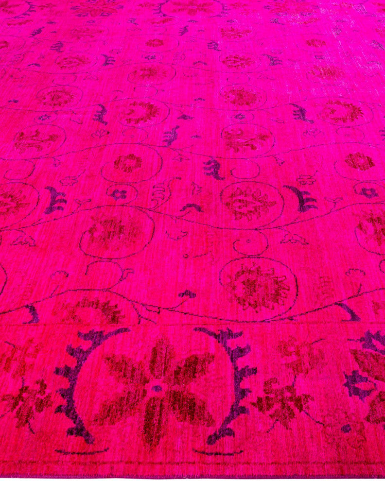 Overdyed, One-of-a-Kind Hand-Knotted Area Rug Pink, 9'1"x12'4"