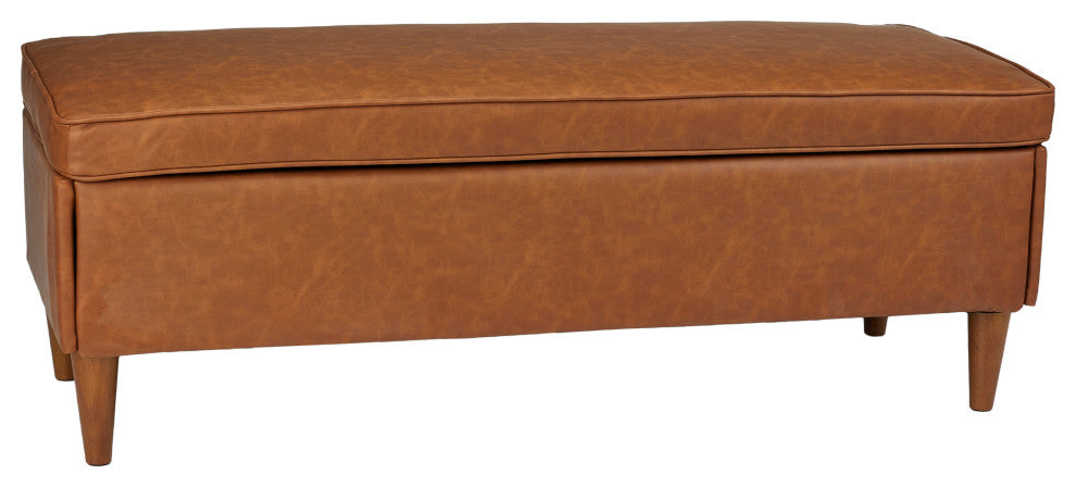 Atley Upholstered Modern Bench With Storage and Solid Wood Legs