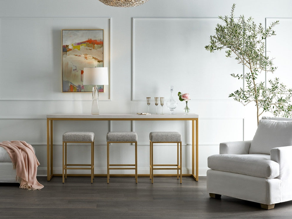 Miranda Kerr Metal Console Table, Gold Finish With White Top