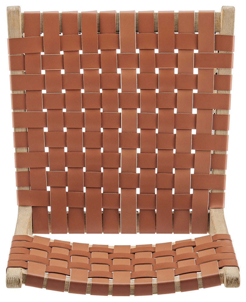 Marco Faux Leather Dining Side Chair Drift Wood Frame, Ochre Brown