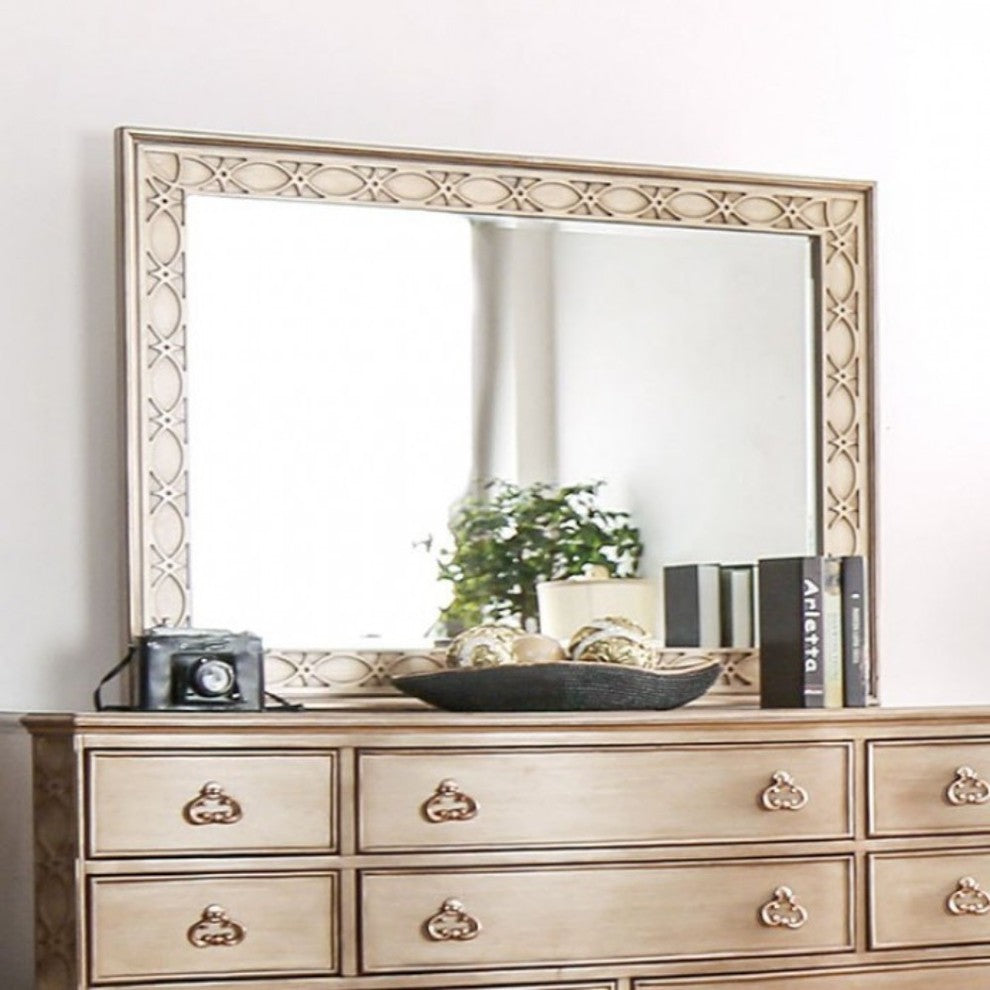 Wooden Beveled mirror, Gold