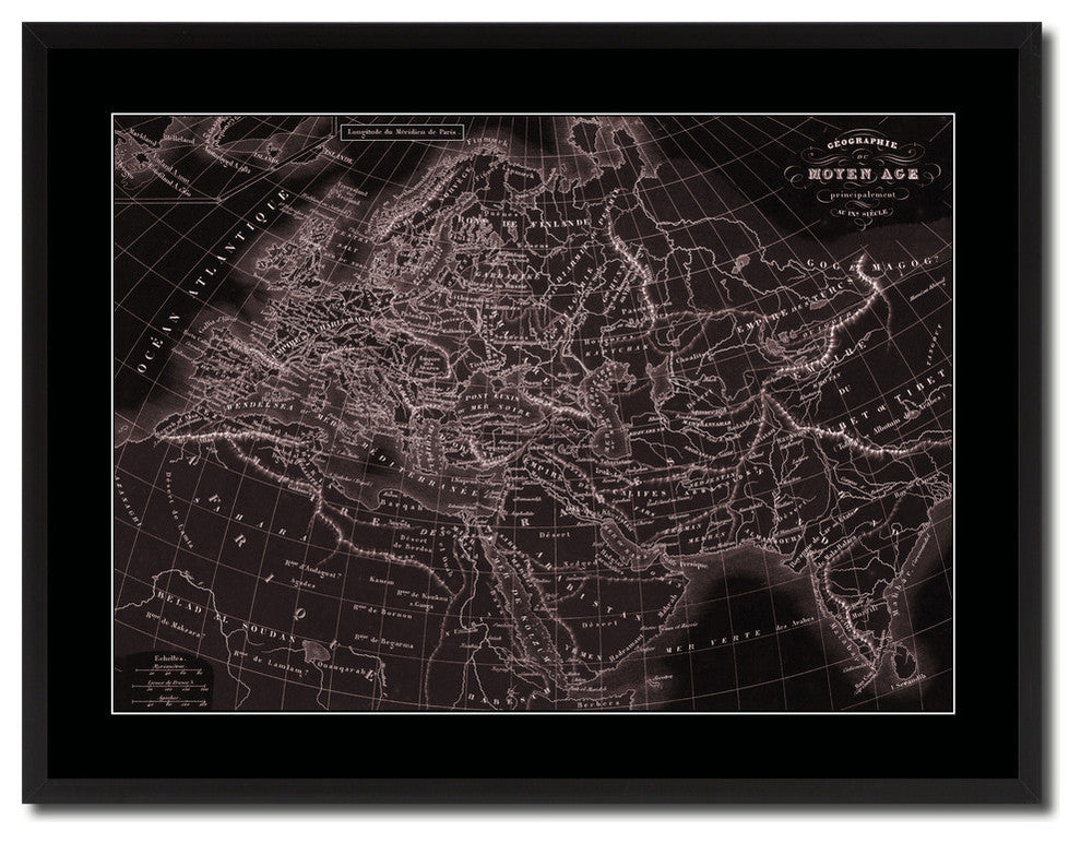 Europe In The Middle Ages Crusades Vivid Sepia Map On Canvas, 28" X 37"