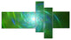 Green Fractal Whirlpool Design, Abstract Wall Art Canvas, 60"x32", 5 panels