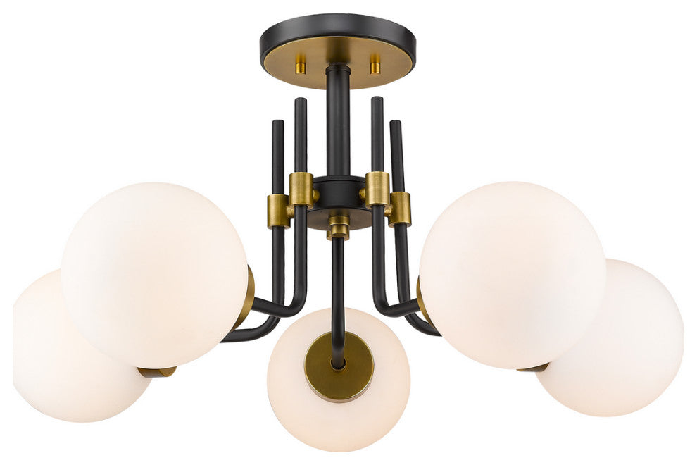 Zlite 477-5SF-MB-OBR 5-Light Semi Flush Mount, Opal