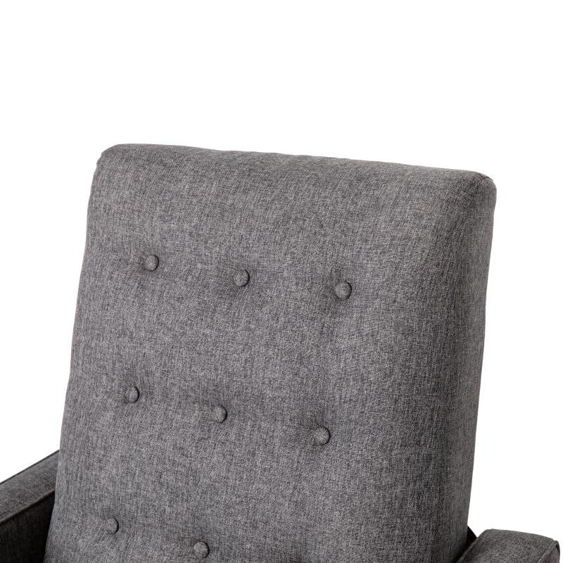 Ezra Upholstered Button Tufted Pushback Recliner, Gray