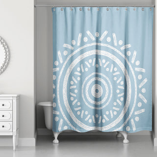 Simple Blue Boho Circle 71x74 Shower Curtain