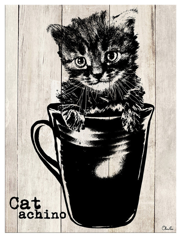 Ready2HangArt ''Catachino'' Wrapped Canvas Cat Wall Art, 40"x30"