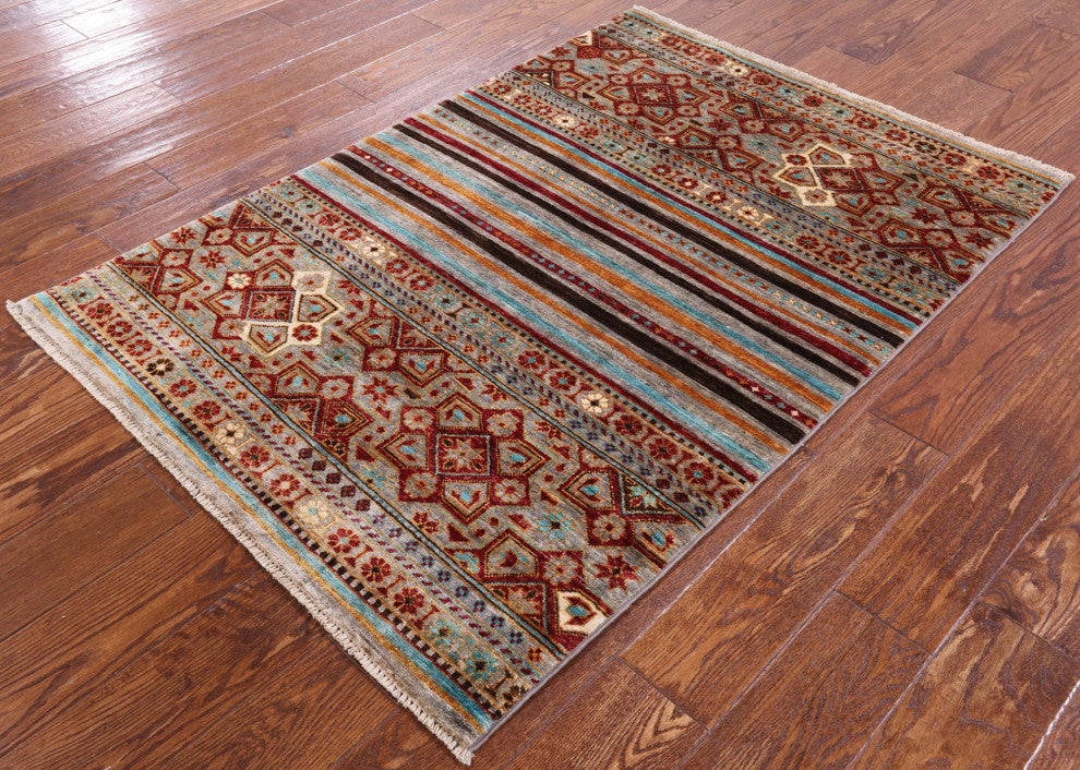3' 4" X 4' 9" Khorjin Super Kazak Hand Knotted Rug Q5455