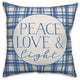 Peace Love Light Plaid 18"x18" Throw Pillow
