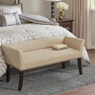 Madison Park Flared Low Arm Low Back Accent Bench Chair, Tan