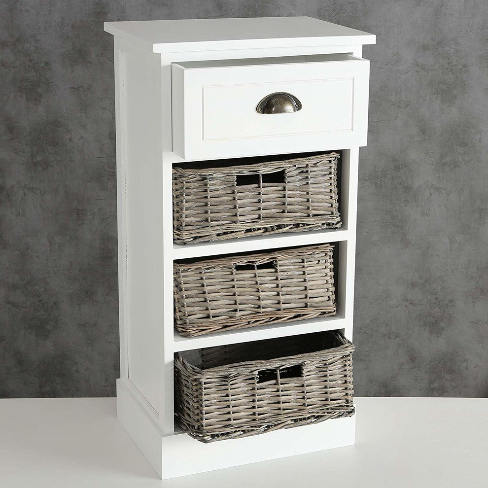 Hamptons Accent Nightstand Inset With 3 Baskets