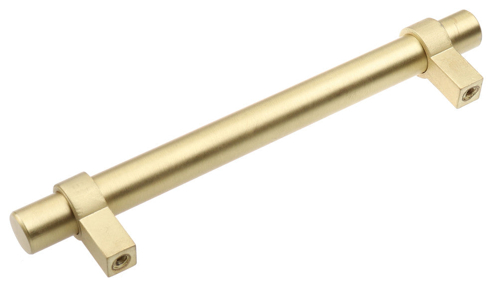 5" Screw Center Euro Solid Steel Bar Pull, Set of 3, Satin Gold